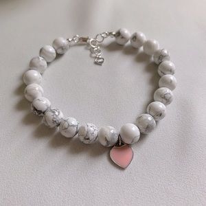 White Howlite Sterling Silver Charm Bracelet